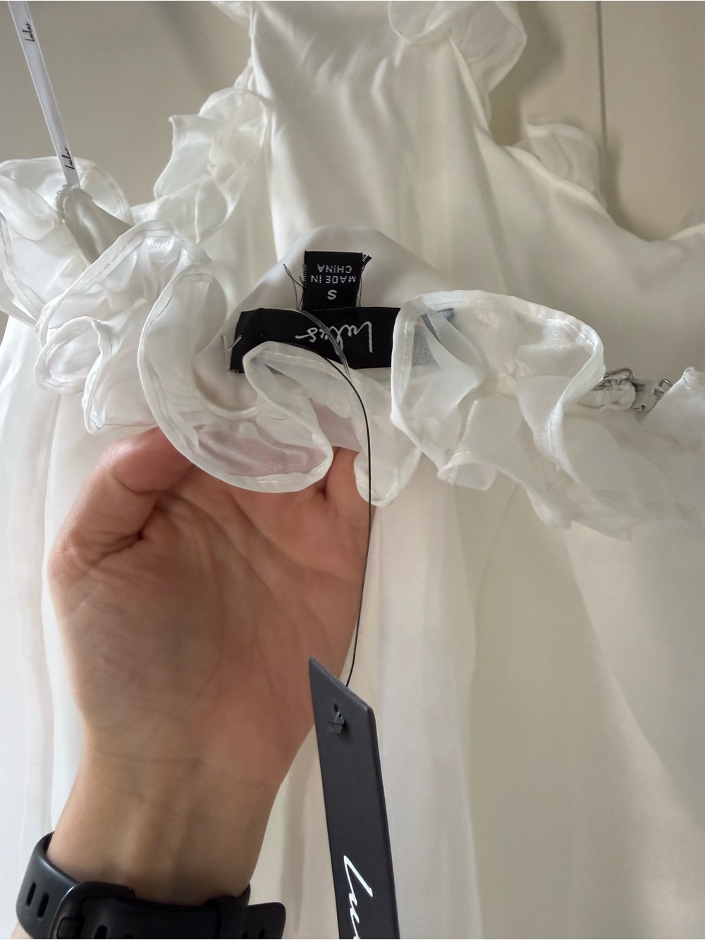 White Ruffled Halter Mini Dress - Picture 4 of 5